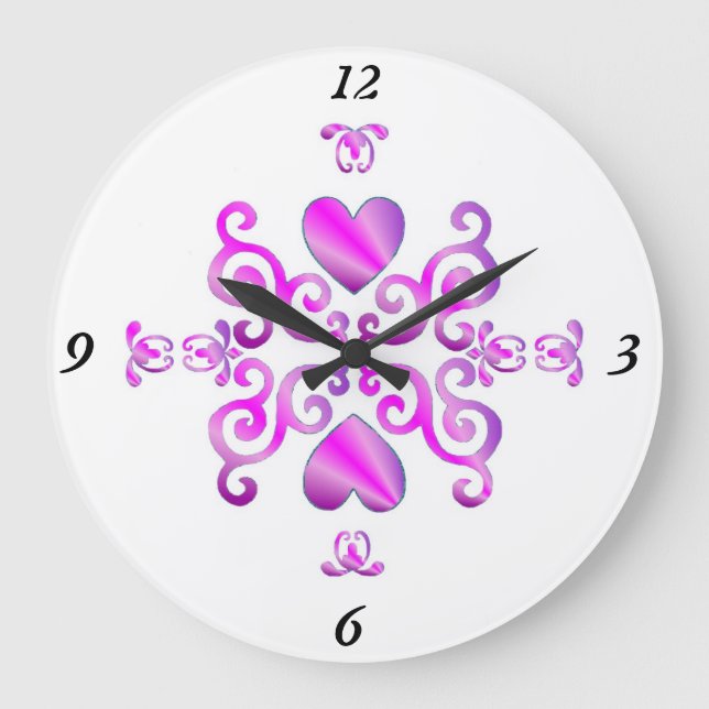 Rainbow Lily and Heart Große Wanduhr (Vorderseite)