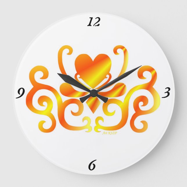 Rainbow Lily and Heart Große Wanduhr (Vorderseite)