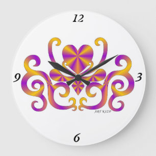 Rainbow Lily and Heart Große Wanduhr