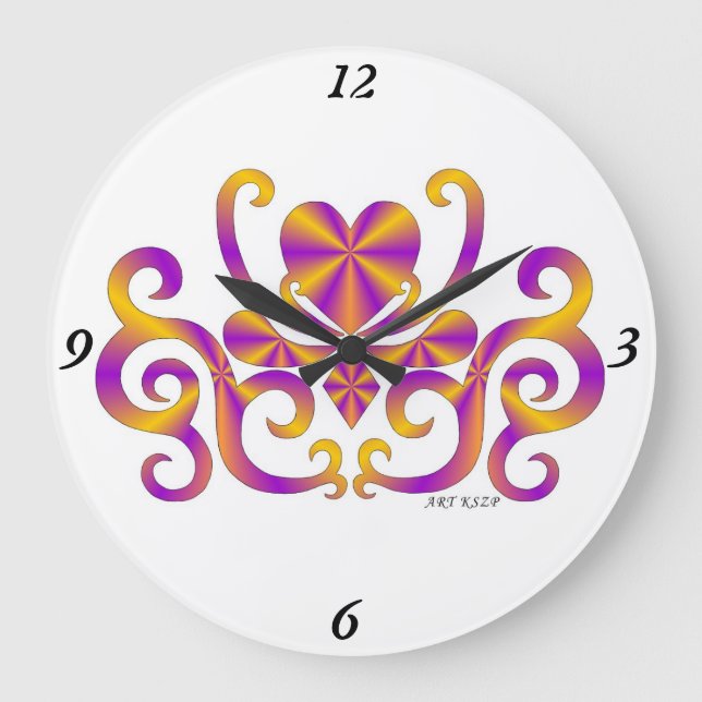 Rainbow Lily and Heart Große Wanduhr (Vorderseite)