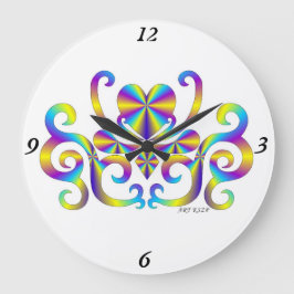 Rainbow Lily and Heart Große Wanduhr