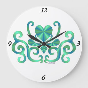 Rainbow Lily and Heart Große Wanduhr