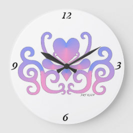 Rainbow Lily and Heart Große Wanduhr