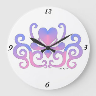 Rainbow Lily and Heart Große Wanduhr