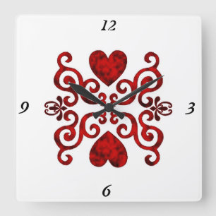 Rainbow Lily and Heart Quadratische Wanduhr
