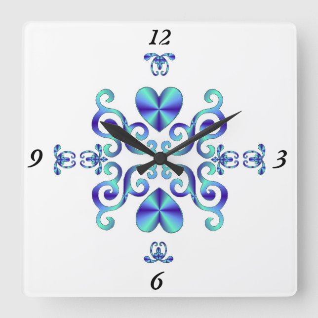 Rainbow Lily and Heart Quadratische Wanduhr (Vorderseite)