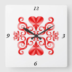 Rainbow Lily and Heart Quadratische Wanduhr