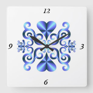 Rainbow Lily and Heart Quadratische Wanduhr
