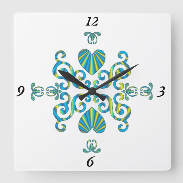 Rainbow Lily and Heart Quadratische Wanduhr (Vorderseite)