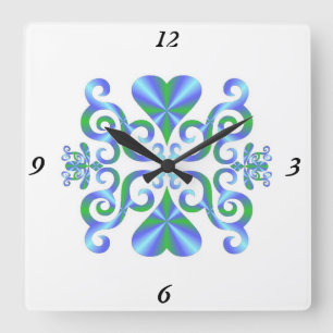 Rainbow Lily and Heart Quadratische Wanduhr