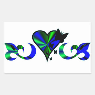 Rainbow Lily Heart and Butterfly Rechteckiger Aufkleber
