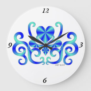 Rainbow Lily und Heart Große Wanduhr