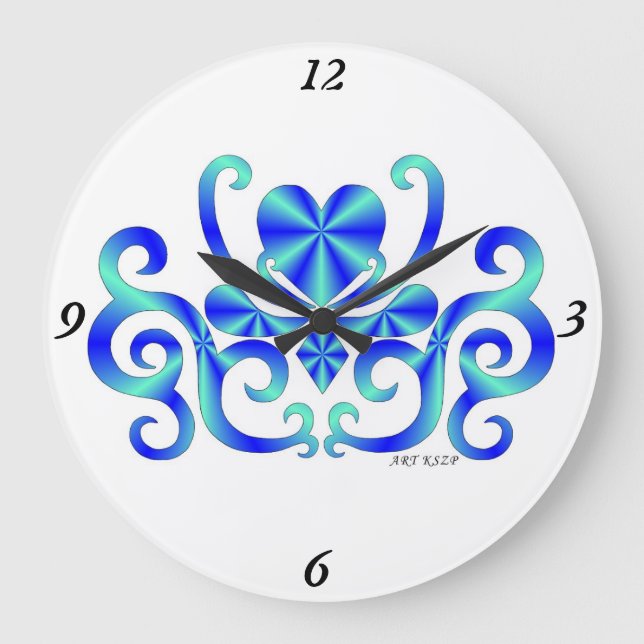 Rainbow Lily und Heart Große Wanduhr (Vorderseite)
