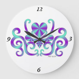 Rainbow Lily und Heart Große Wanduhr