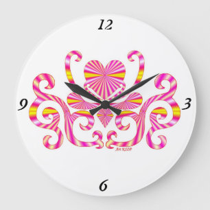 Rainbow Lily und Heart Große Wanduhr
