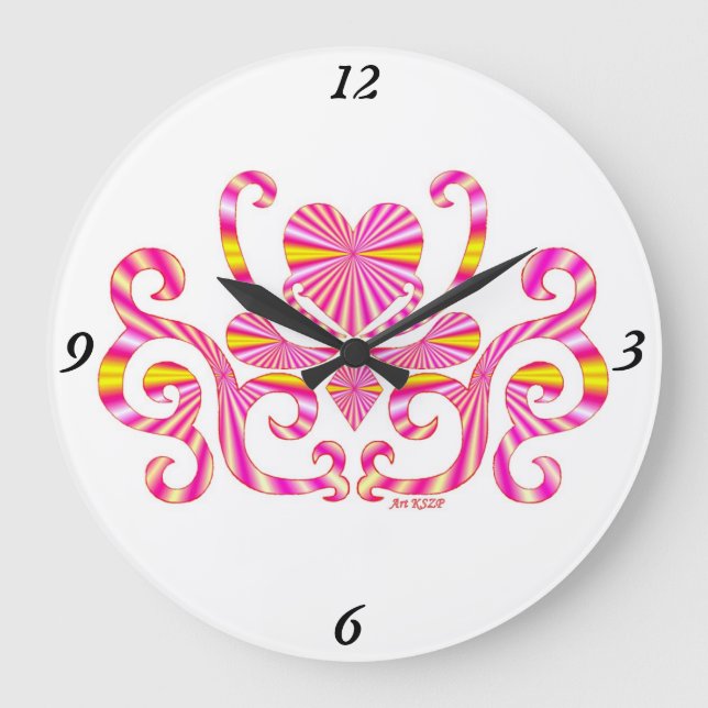 Rainbow Lily und Heart Große Wanduhr (Vorderseite)