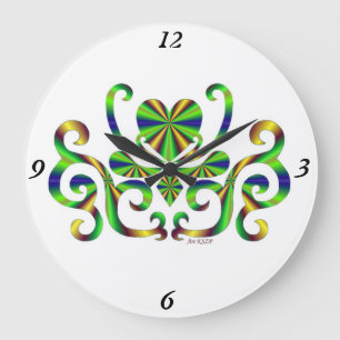 Rainbow Lily und Heart Große Wanduhr