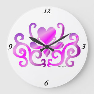 Rainbow Lily und Heart Große Wanduhr