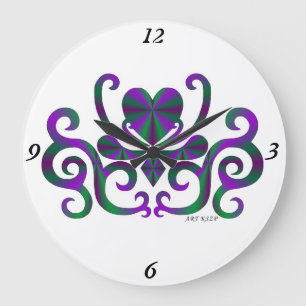 Rainbow Lily und Heart Große Wanduhr