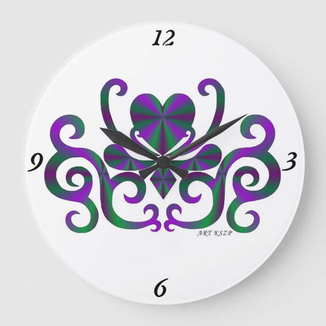 Rainbow Lily und Heart Große Wanduhr (Vorderseite)