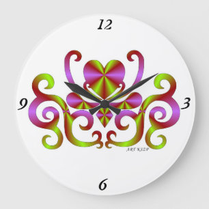 Rainbow Lily und Heart Große Wanduhr