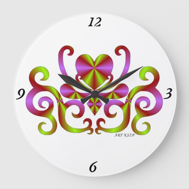 Rainbow Lily und Heart Große Wanduhr (Vorderseite)