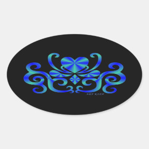 Rainbow Lily und Heart Ovaler Aufkleber