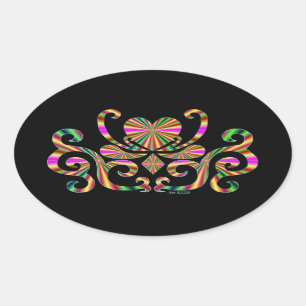 Rainbow Lily und Heart Ovaler Aufkleber