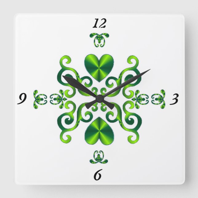 Rainbow Lily und Heart Quadratische Wanduhr (Vorderseite)