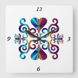 Rainbow Lily und Heart Quadratische Wanduhr