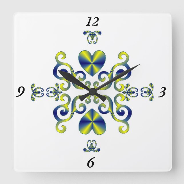 Rainbow Lily und Heart Quadratische Wanduhr (Vorderseite)