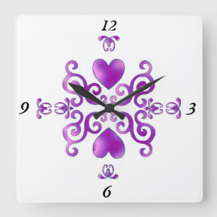 Rainbow Lily und Heart Quadratische Wanduhr