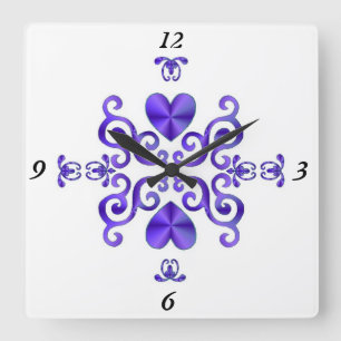 Rainbow Lily und Heart Quadratische Wanduhr