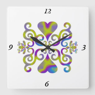 Rainbow Lily und Heart Quadratische Wanduhr