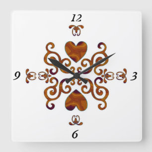 Rainbow Lily und Heart Quadratische Wanduhr