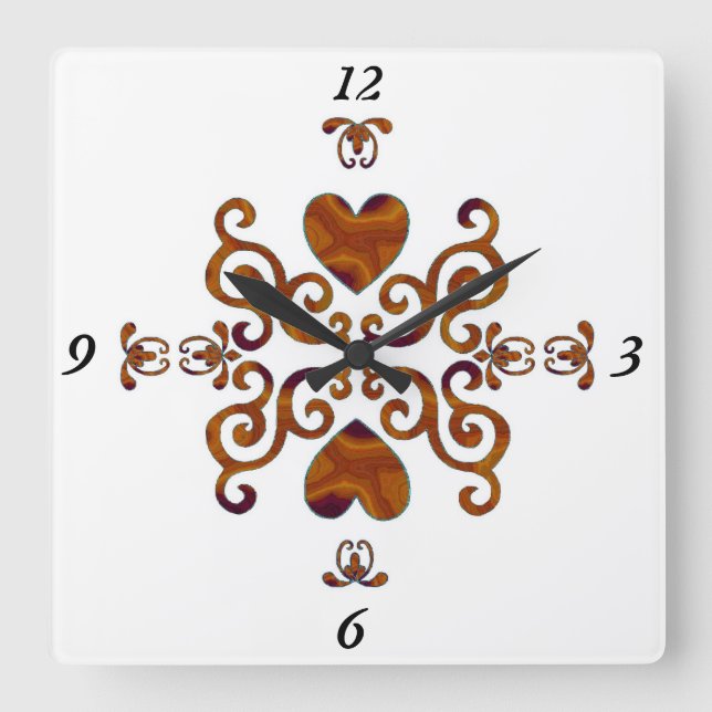 Rainbow Lily und Heart Quadratische Wanduhr (Vorderseite)