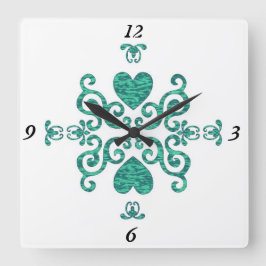 Rainbow Lily und Heart Quadratische Wanduhr