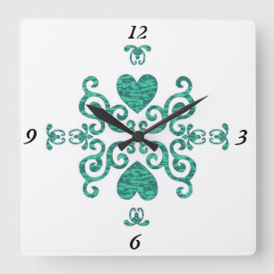 Rainbow Lily und Heart Quadratische Wanduhr
