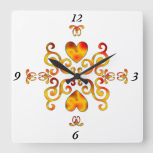 Rainbow Lily und Heart Quadratische Wanduhr