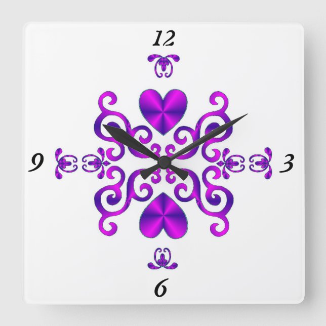 Rainbow Lily und Heart Quadratische Wanduhr (Vorderseite)