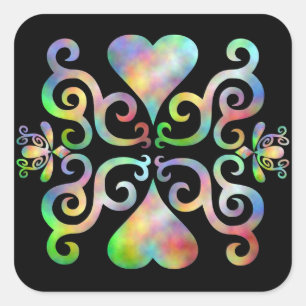 Rainbow Lily und Heart Quadratischer Aufkleber