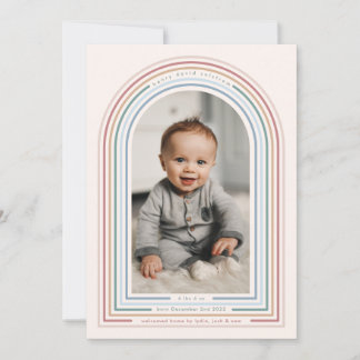 Rainbow Line Arch Birth Announcement Einladung