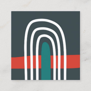 Rainbow Line Art, abstraktes boho Design Quadratische Visitenkarte