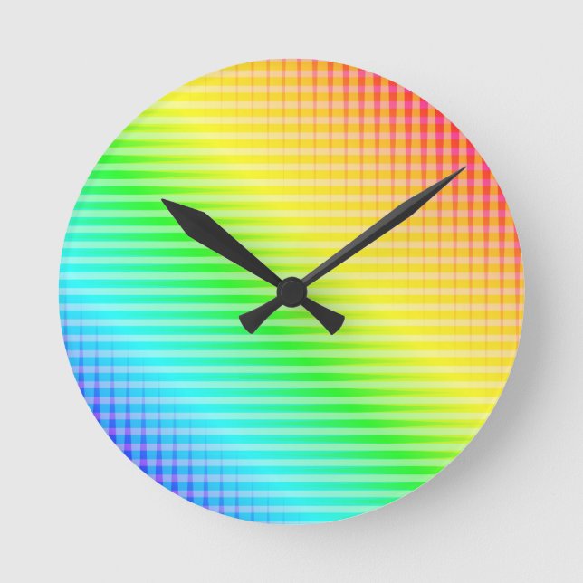 Rainbow Lines Runde Wanduhr (Vorderseite)