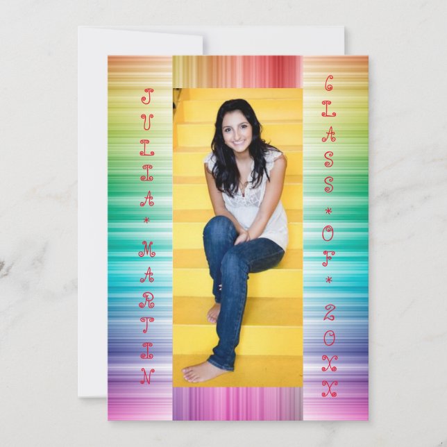 Rainbow Lines with Foto - Grad Ankündigung (Vorderseite)