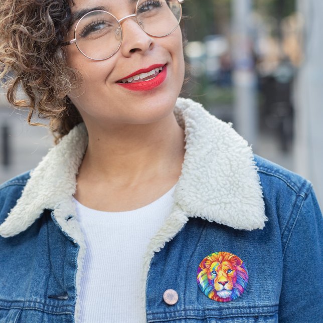 Rainbow Lion Head farbenfroh Button (Colorful rainbow lion button pin is a fun accessory no matter the time of year. 
)