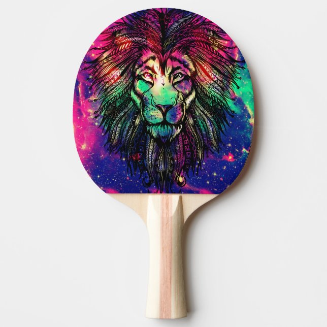 Rainbow Lion Hipster Galaxy Tischtennis Schläger (Vorderseite)
