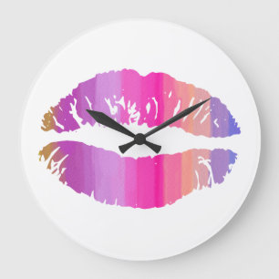 Rainbow Lips #2 Große Wanduhr