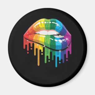 Rainbow Lips Pride Gay Lesbian LGB Geschenk Magnet