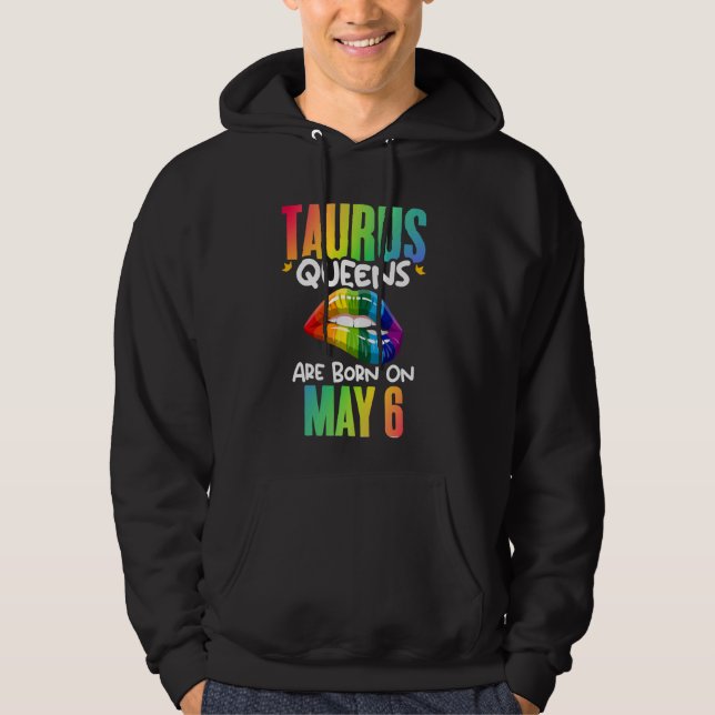 Rainbow Lips Taurus Queens Birthday Zodiac Hoodie (Vorderseite)